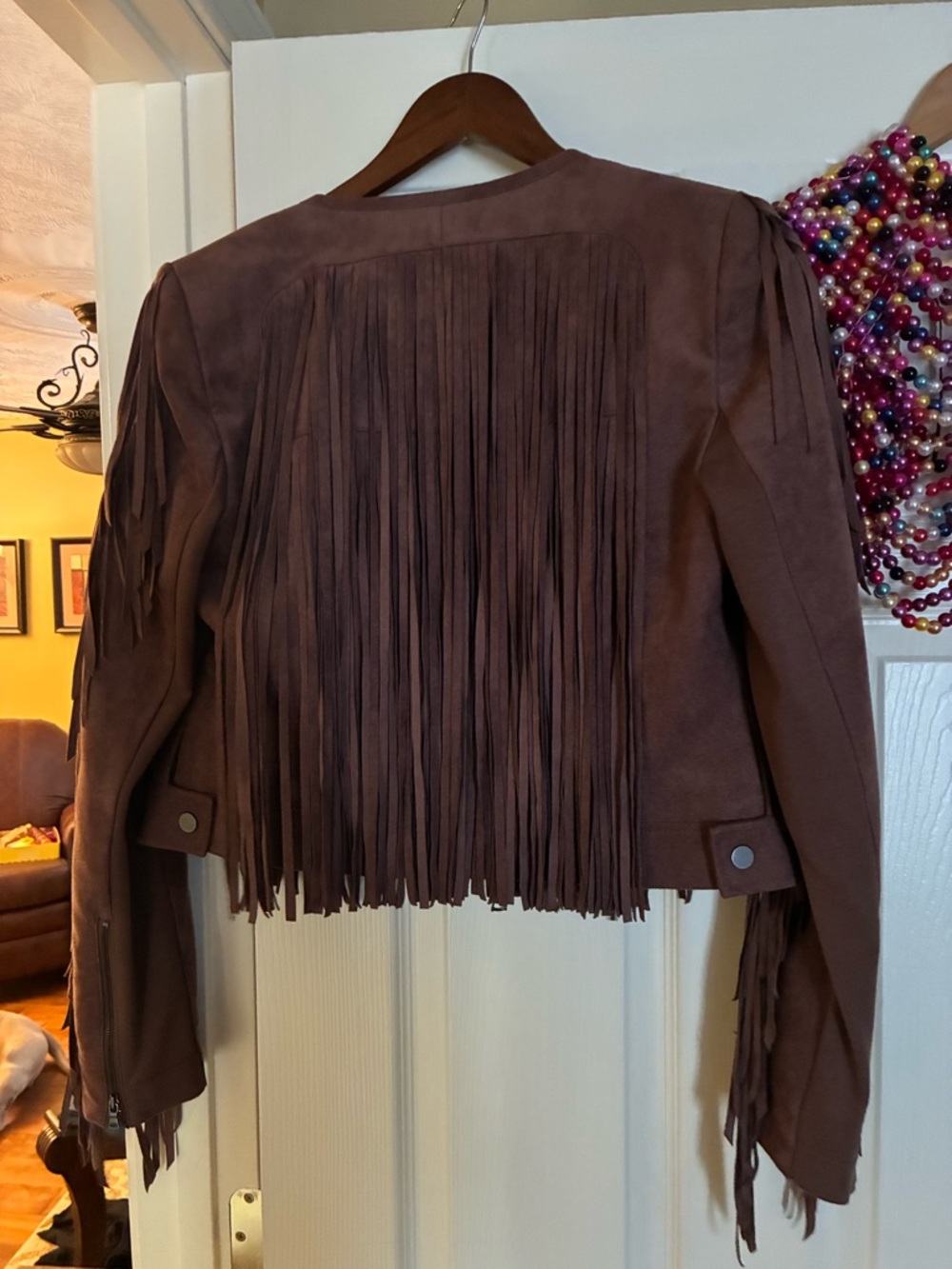 BCBGMaxAzria Brown Suede Fringe Jacket